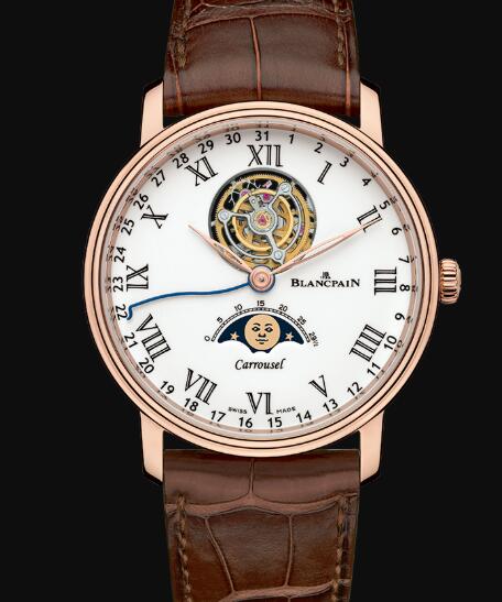 Review Blancpain Villeret Watch Review Carrousel Phases de Lune Replica Watch 6622L 3631 55B - Click Image to Close
